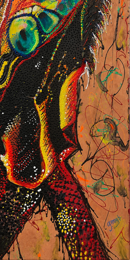 Iggy Original Mixed Media Painting 24 x 36 | Fabulous Firefly