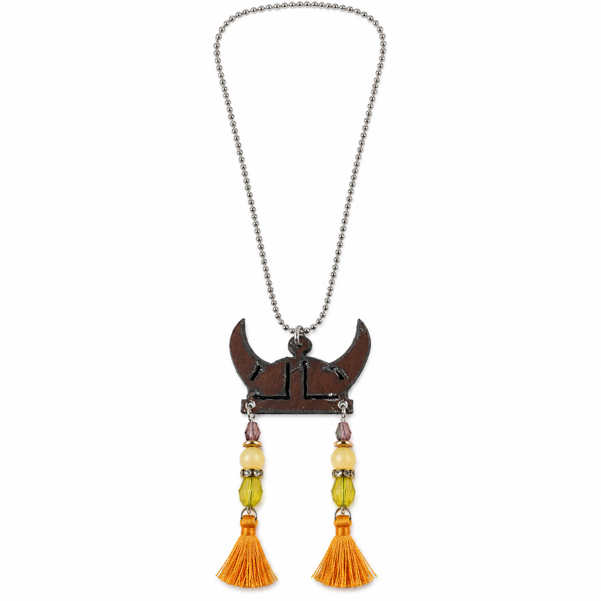 Vikings Inspired Helmet Necklace – 32-Inch Silver-Tone Ball Chain
