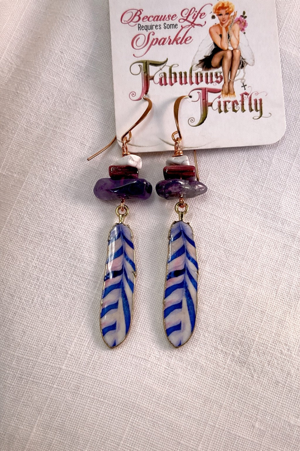 Whispering Feathers Dangle Earrings - Colorful Handcrafted Feather Drops