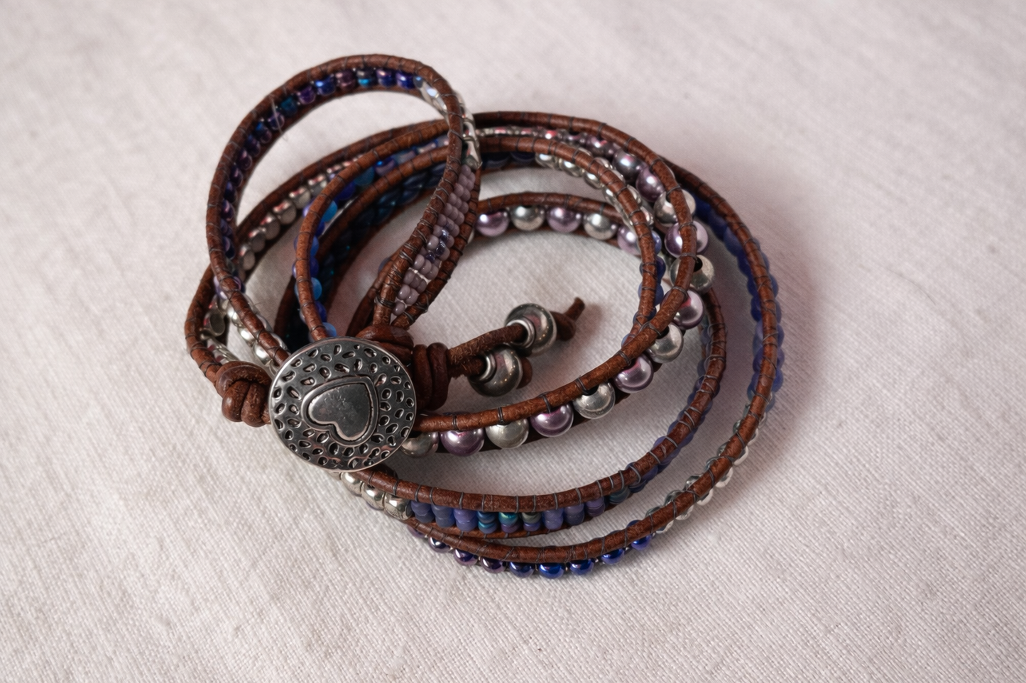 Moonlit Heart Five-Wrap Beaded Bracelet