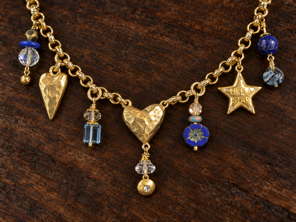 Like a Star – Blue & Gold Charm Necklace