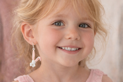 Sweet Pink Bunny Dangle Earrings – Cute Crystal Rabbit Earrings for Girls