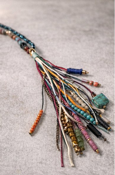 Boho Tassel Story Necklace – Colorful Mixed Bead Fringe Statement (30”)