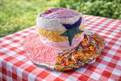 Dorothy Jean Reversible Star Quilt Hat – Handmade Patchwork Statement Hat, Wired Brim, Size Small