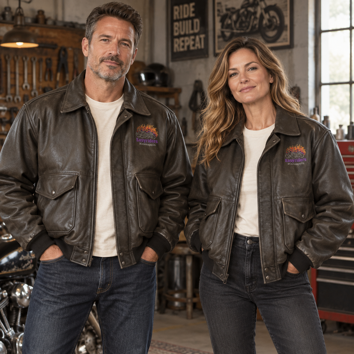 Easyriders Minneapolis Embroidered Leather Jacket – Medium