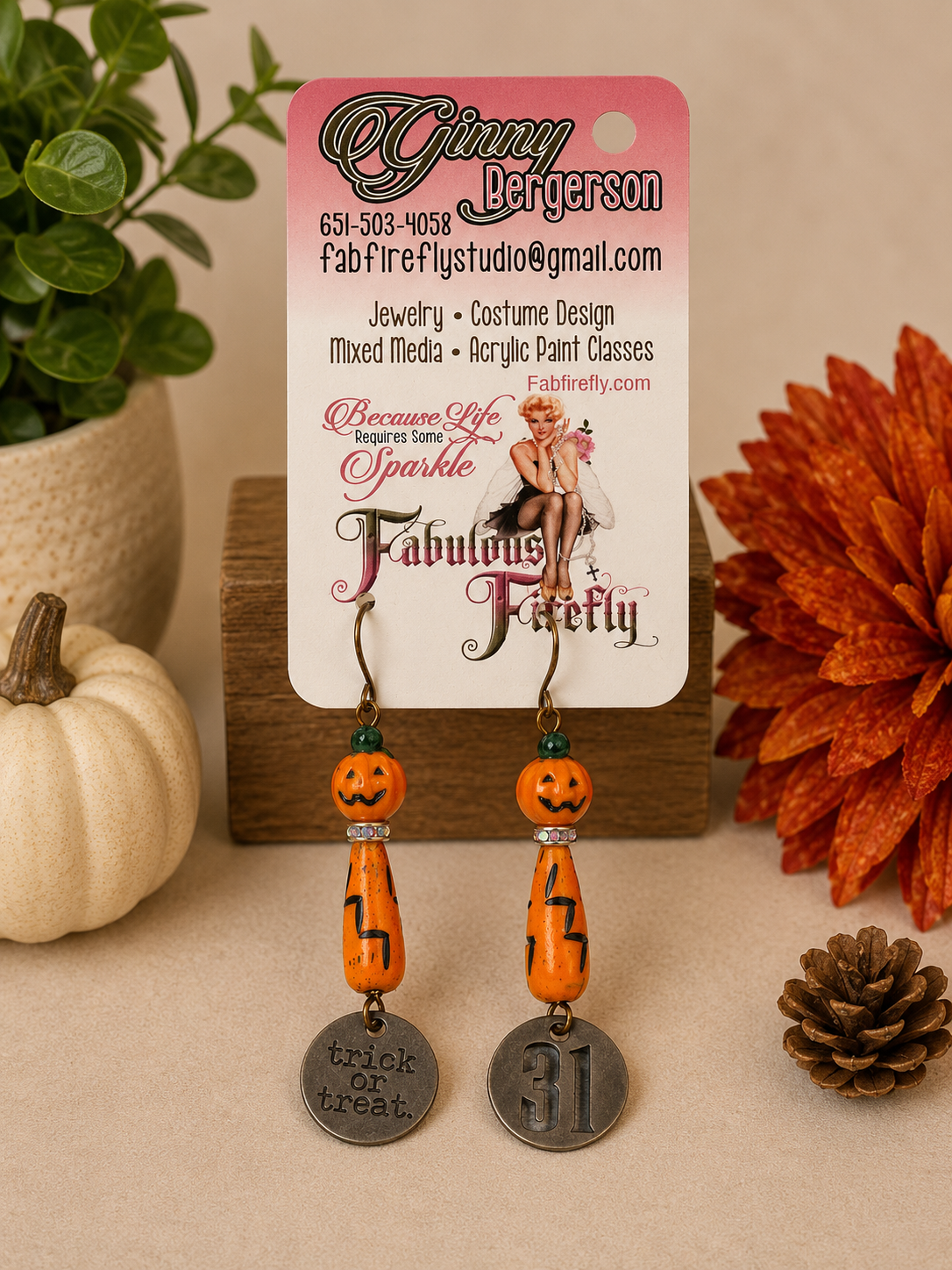 Handmade Halloween Earrings – Pumpkin, Jack-O’-Lantern & Ghost Designs