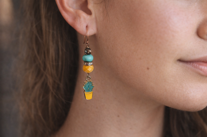 Desert Bloom Cactus Charm Earrings