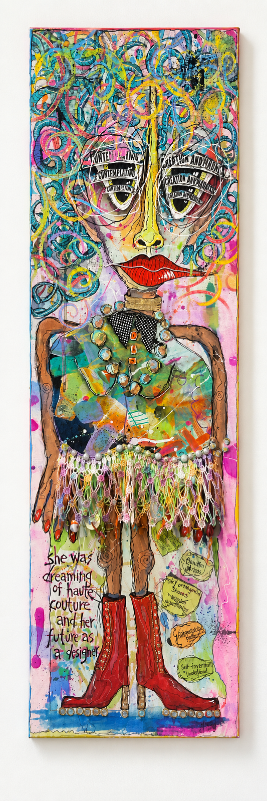 Haute Mess Original Mixed Media Painting | 12 × 36 Canvas