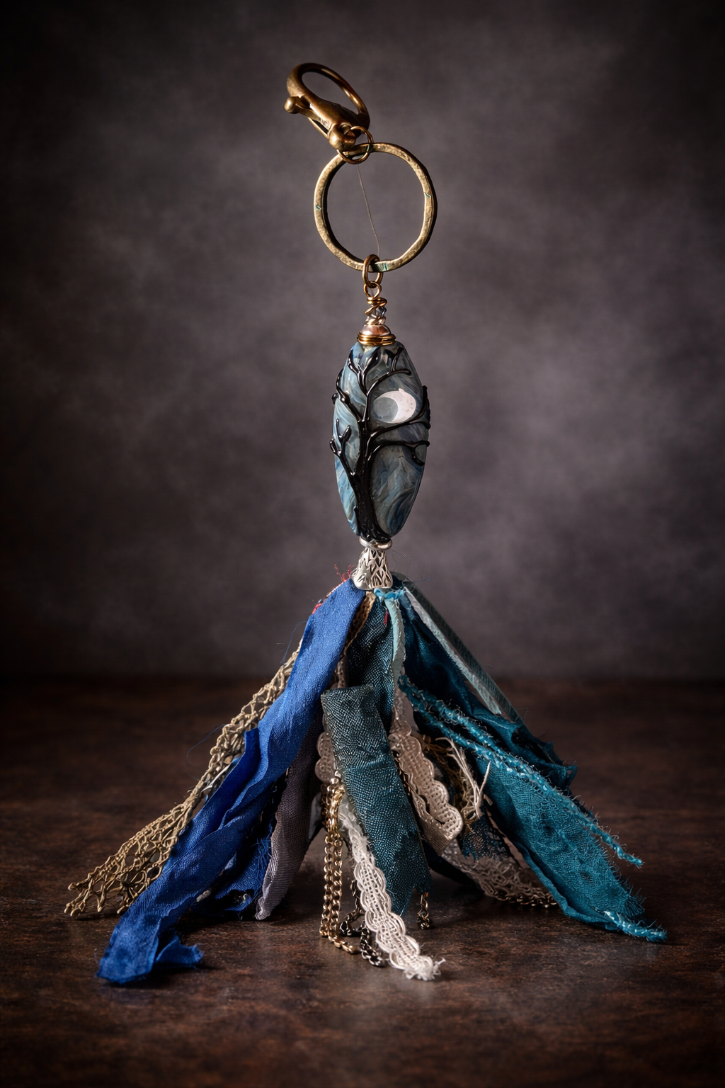 Midnight Grove — Handblown Glass Tassel Charm