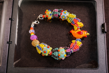 Whimsy Pop Glass Beaded Bracelet | Handblown Glass & Peyote Stitch Statement Bracelet