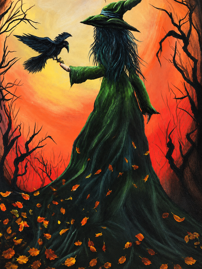 Wickedly Polished Witch & Raven Art Print 16 x 20 | Fabulous Firefly