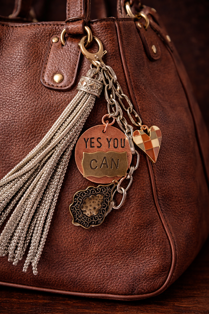 Happy Vibes Charm Clip – Boho Beaded Purse & Backpack Charm