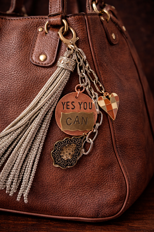 Happy Vibes Charm Clip – Boho Beaded Purse & Backpack Charm