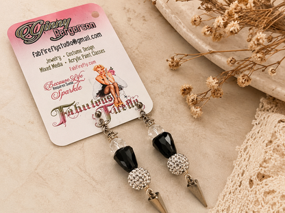Midnight Edge Swarovski Crystal Spike Earrings