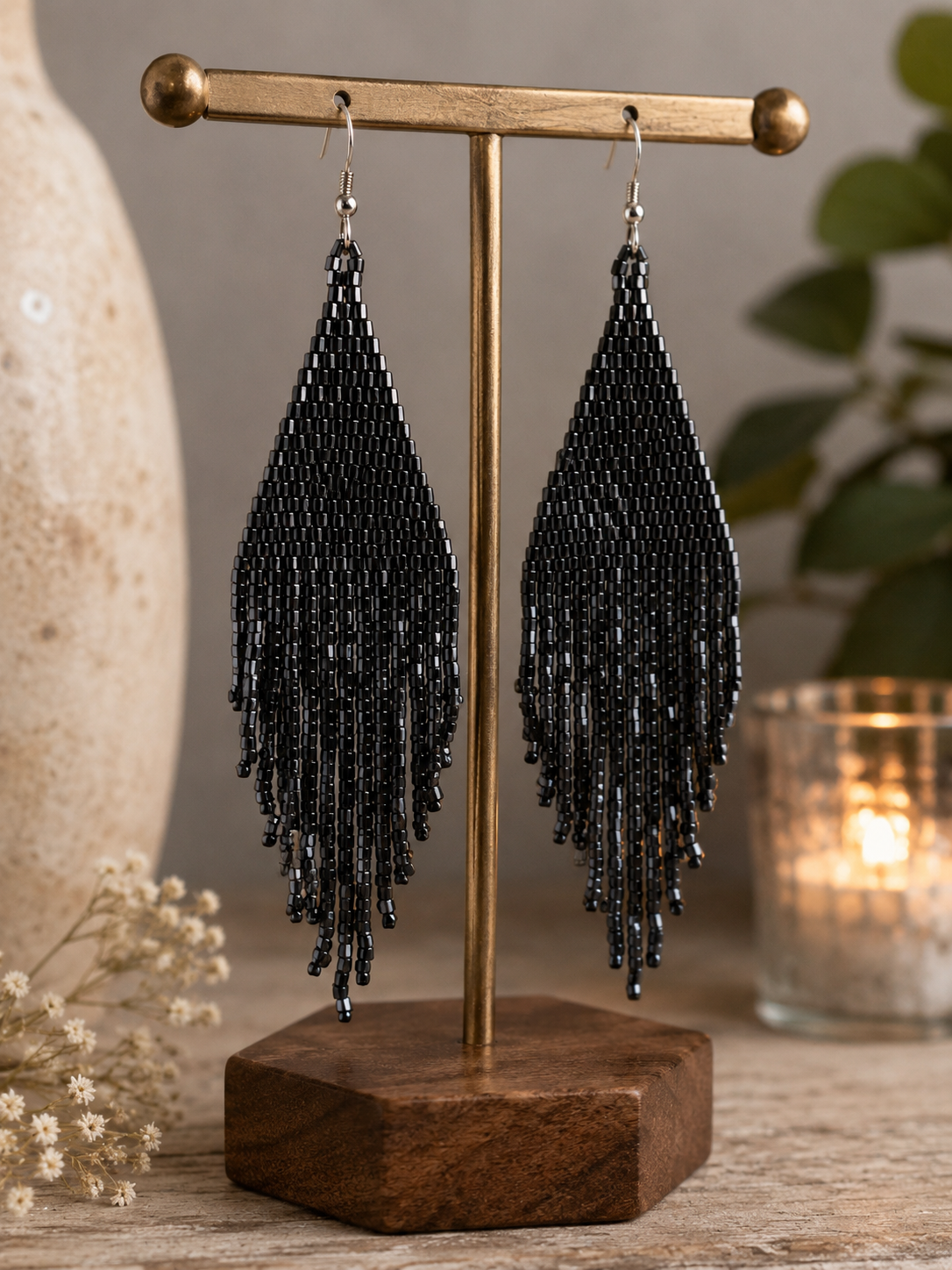 Midnight Spark Fringe Earrings