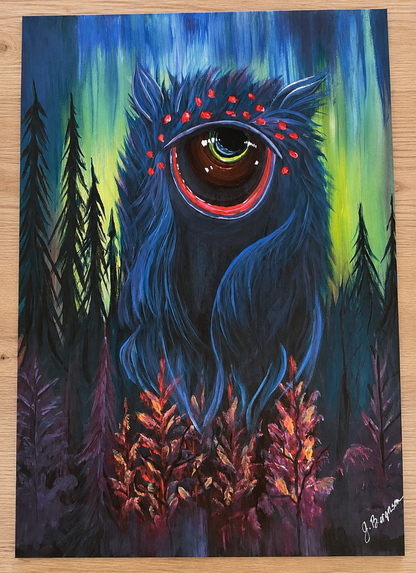 Monster Attitude — Blue Forest Creature Print 11x14 | Fabulous Firefly