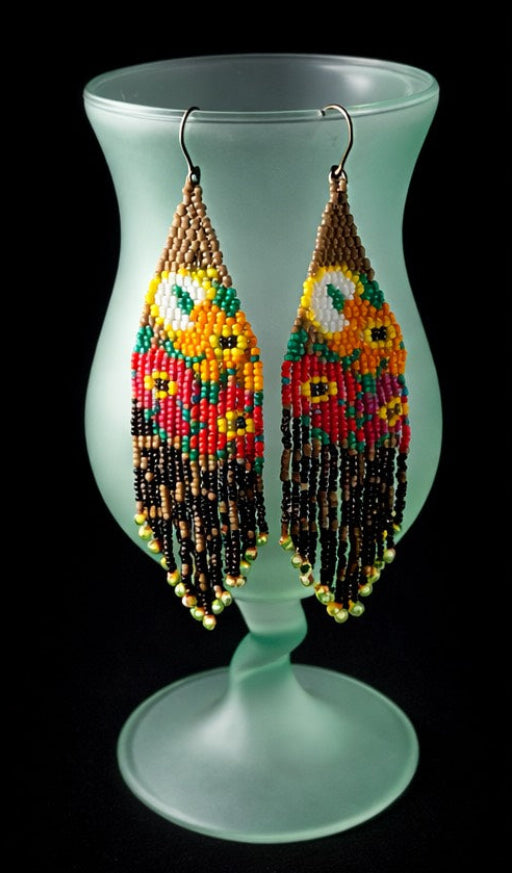 Desert Sun Leopard Print Beaded Fringe Earrings