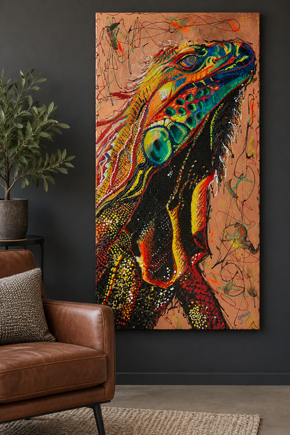 Iggy Original Mixed Media Painting 24 x 36 | Fabulous Firefly