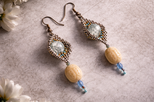 Eye of the Scarab Beaded Earrings