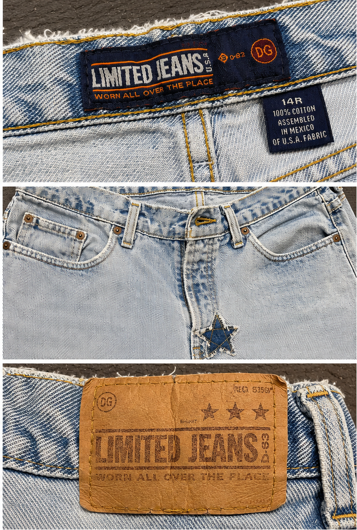 Women’s Distressed Fringe Jeans Size 14 Regular – Denim & Leather Stars, Grommets, Skull Beads, Custom Biker Jeans