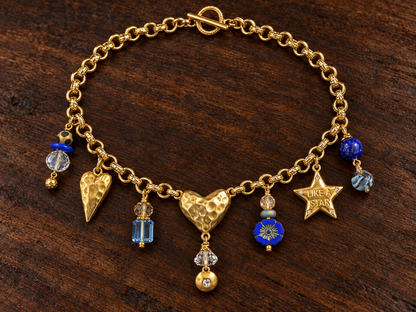 Like a Star – Blue & Gold Charm Necklace