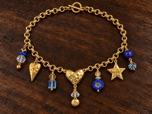 Like a Star – Blue & Gold Charm Necklace