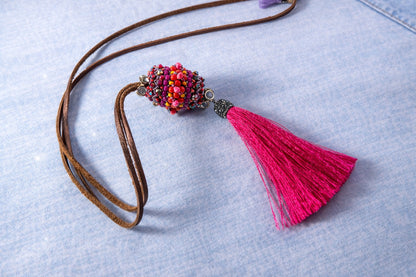 Artisan Beaded Tassel Necklace - Wear it your way