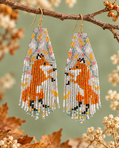 Little Fox Hand-Beaded Fringe Earrings
