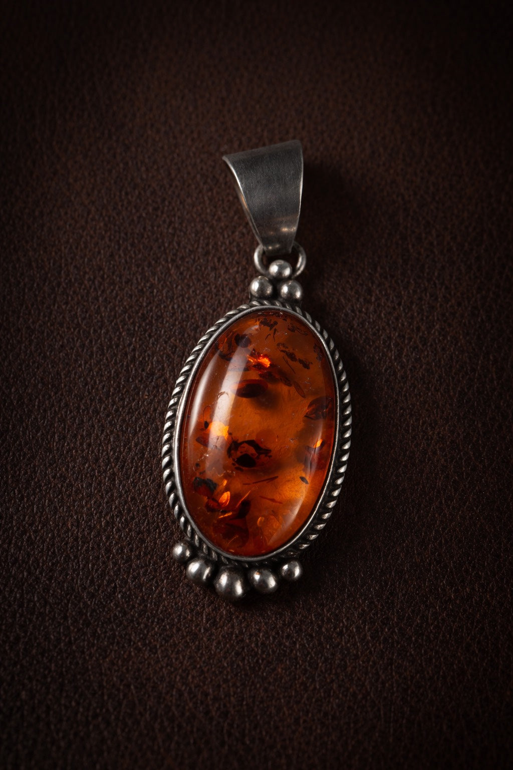 Vintage Amber Glow Pendant in Sterling Silver