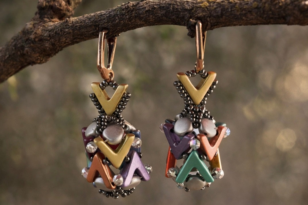 AVA Bead Cluster Earrings – Hand Beaded Crystal & Seed Bead Statement Drops