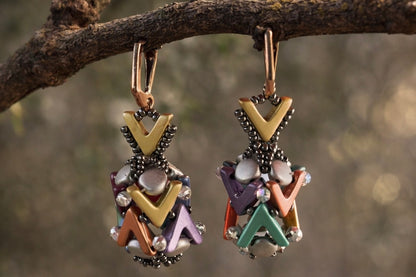AVA Bead Cluster Earrings – Hand Beaded Crystal & Seed Bead Statement Drops