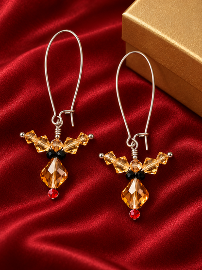 Handmade Crystal Reindeer Christmas Earrings