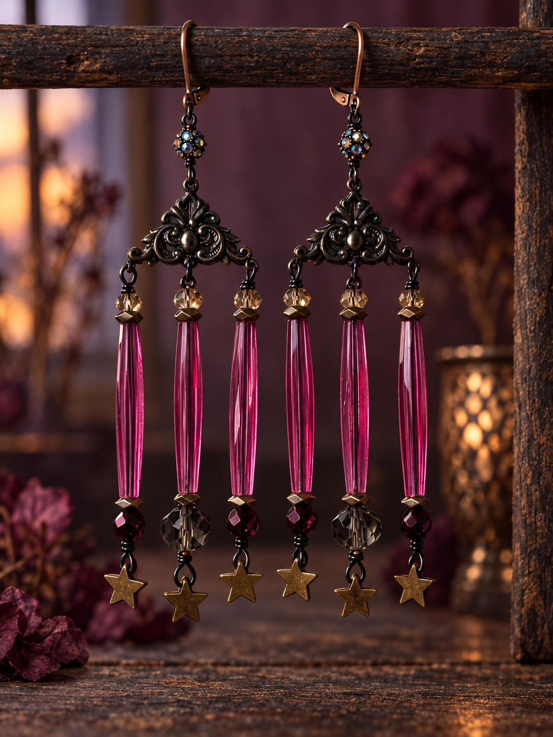 Midnight Starfall Chandelier Earrings