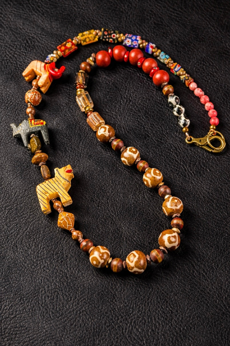 “Savannah Sass” – 27” African Animal Statement Necklace
