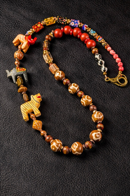 “Savannah Sass” – 27” African Animal Statement Necklace