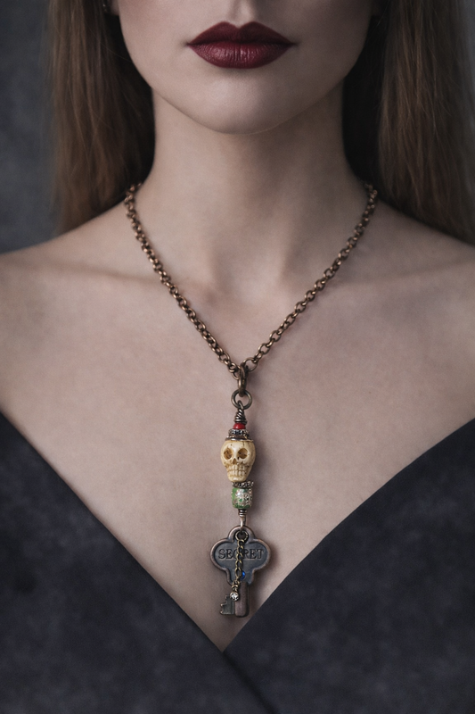 Secrets & Bones Skull Key Necklace