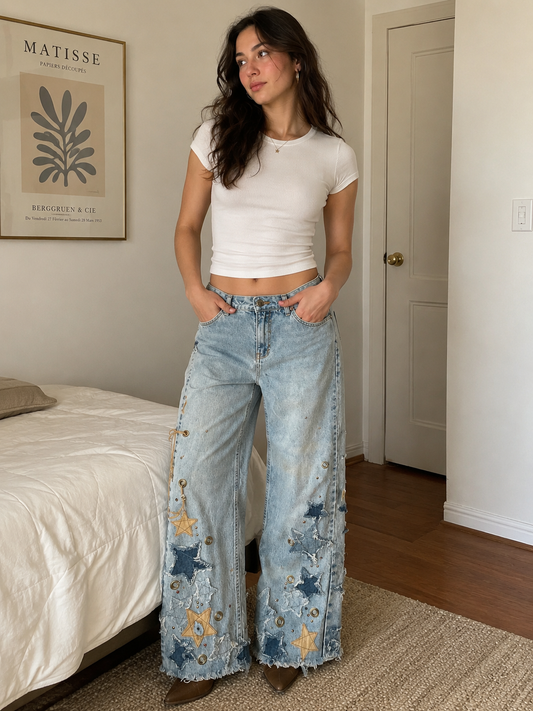 Biker Blues Spirit Lives On Jeans Size 36x31 | Handmade Moto Finds Custom Denim