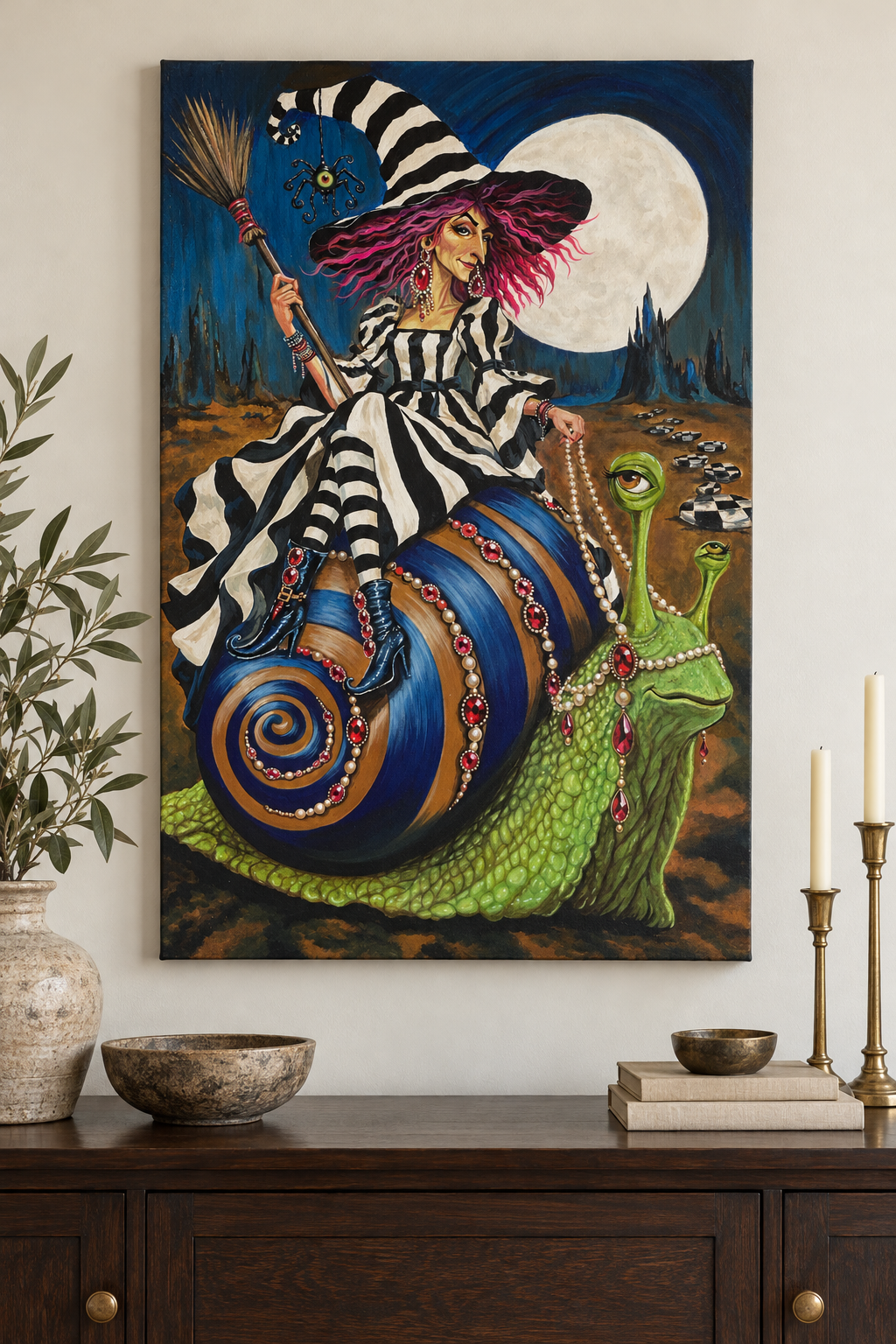 Fashionably Late to the Coven – Original 24″ × 36″ Painting