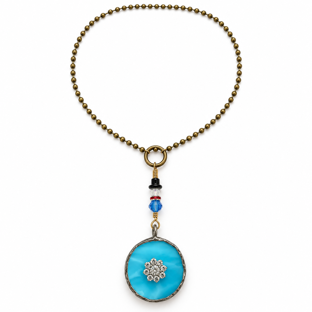 Snow Day Sparkle – Swarovski Snowflake & Stained Glass Necklace