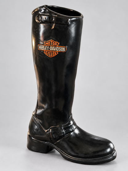 Harley-Davidson Black Ceramic Boot Vase | 18”