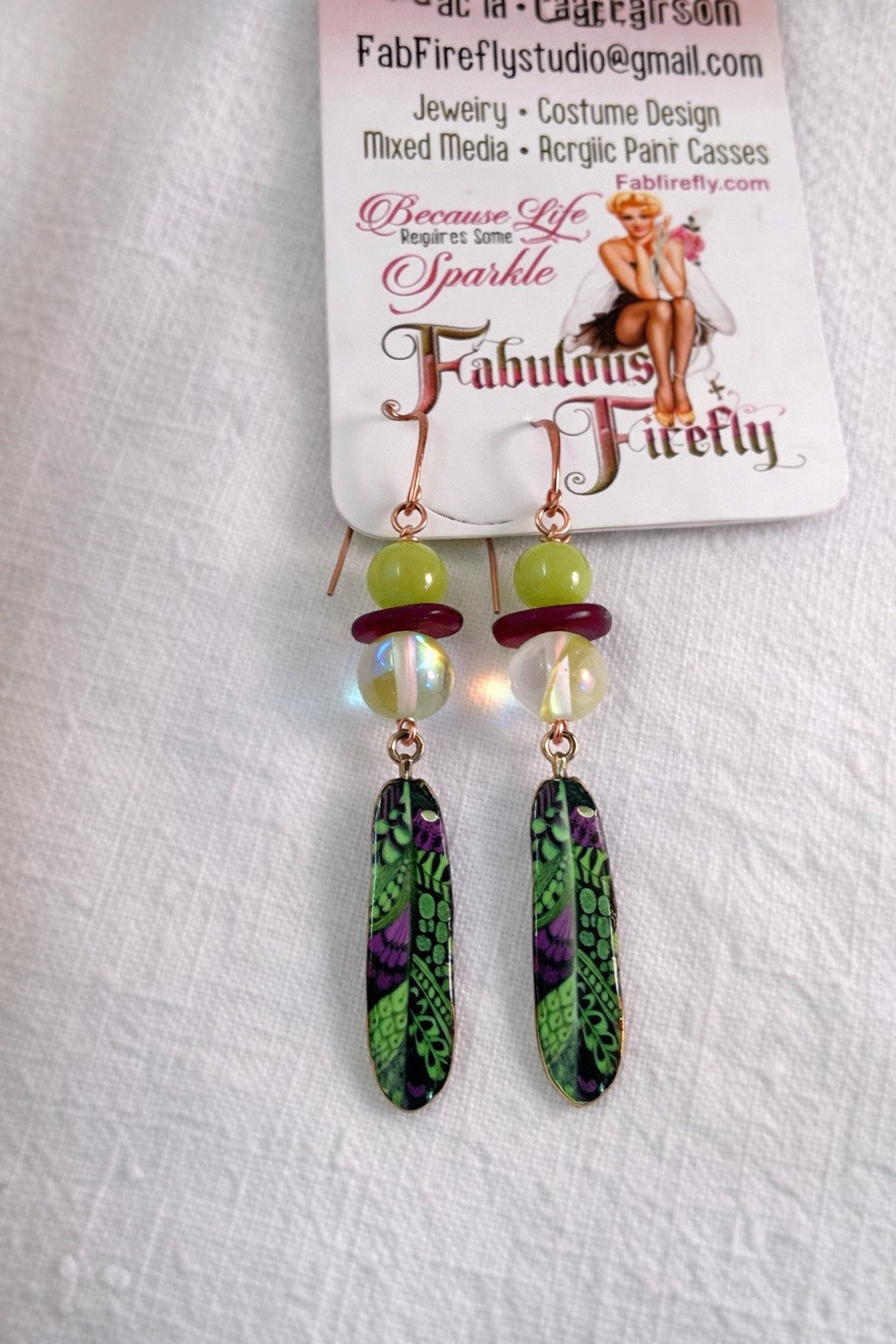 Whispering Feathers Dangle Earrings - Colorful Handcrafted Feather Drops