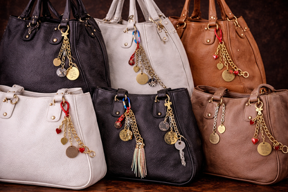 Happy Vibes Charm Clip – Boho Beaded Purse & Backpack Charm