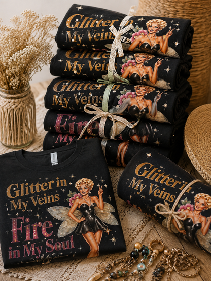 Glitter in My Veins – Hand-Embellished Swarovski Crystal Tee