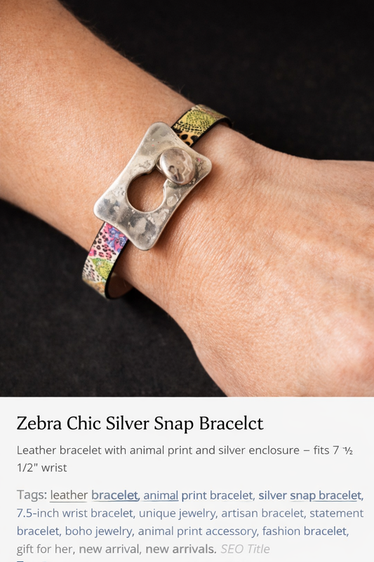 Wild Patchwork Leather Bracelet with Hammered Silver Clasp