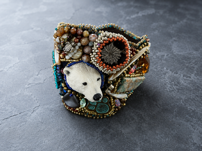 Arctic Treasures Polar Bear Hand-Beaded Statement Cuff