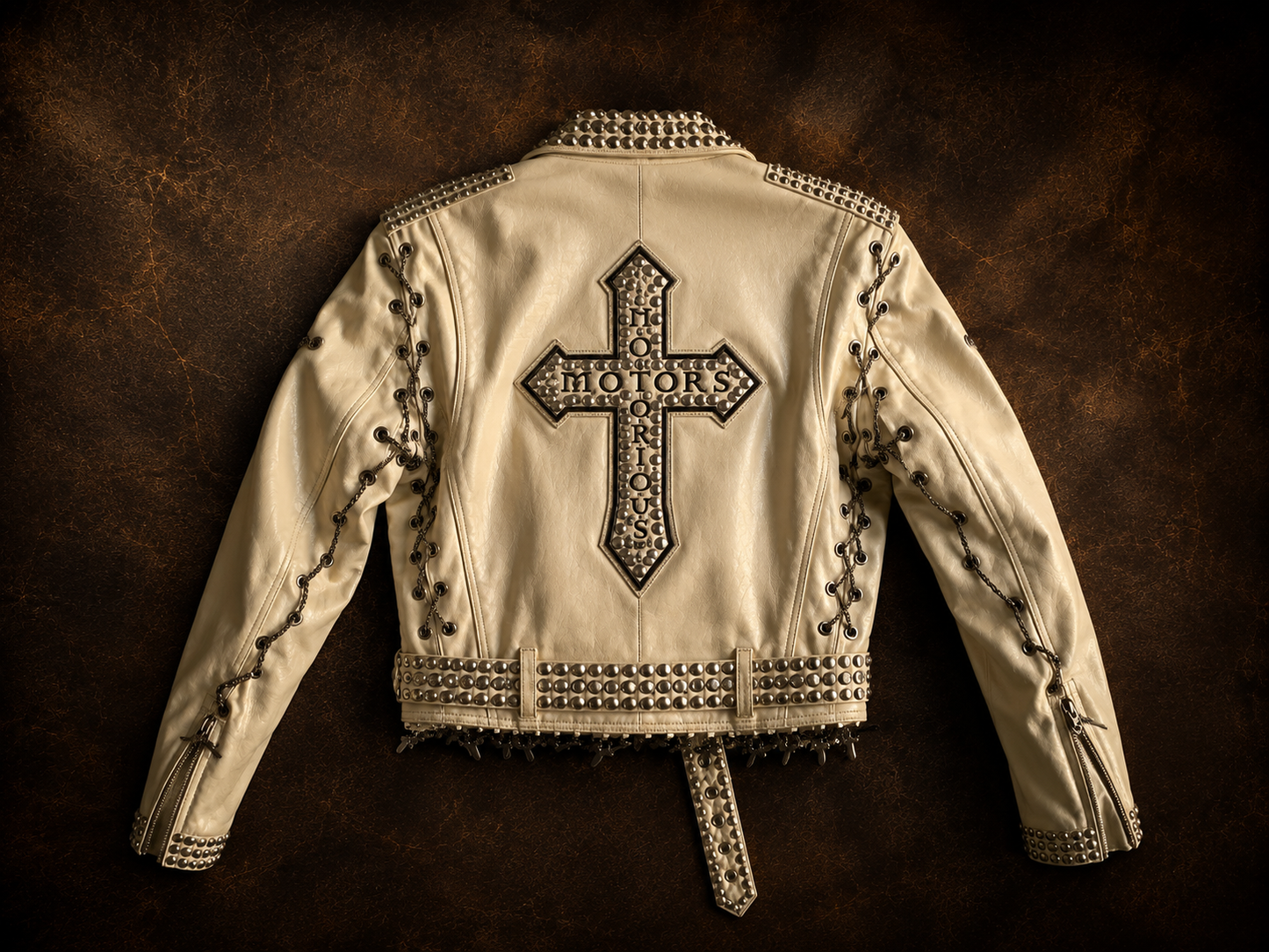 Notorious Motors “Tramps & Thieves” One-of-a-Kind Pearlized Leather Moto Jacket