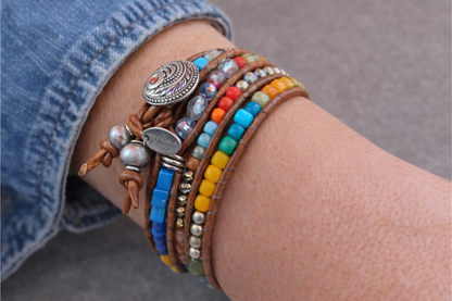 Boho Beaded Wrap Bracelets – Colorful Leather Multi-Wrap Bracelet Collection