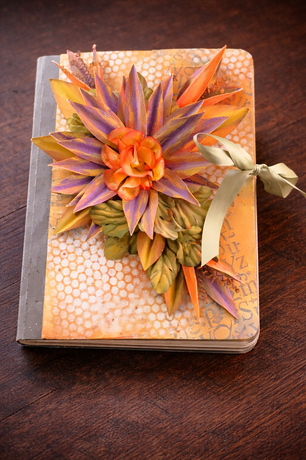 Whimsical Garden Bloom 3D Handmade Journal – Mixed Media Gift Notebook