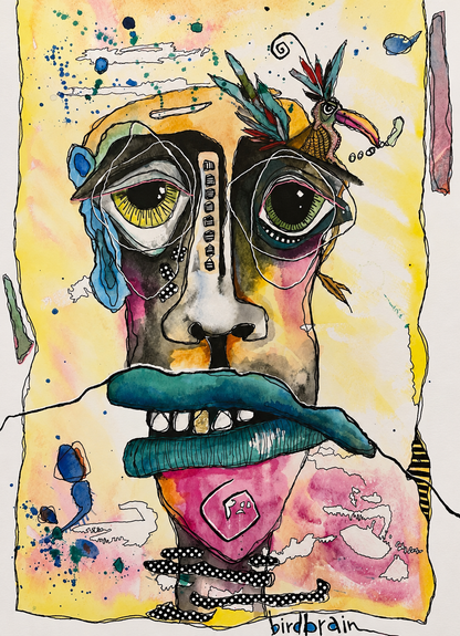 Bird Brain Surreal Portrait Art Print 10.5x15 | Fabulous Firefly