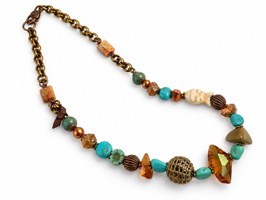 Turquoise & Swarovski Crystal Necklace, 20 Inch | Fabulous Firefly